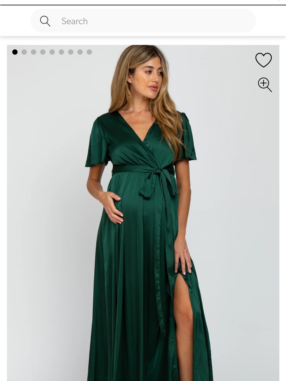 Pinkblush Emerald Green Satin Wrap Maxi Dress with Side Slit